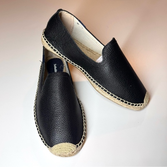 SOLUDOS Men’s Black Beige Leather Espadrille Loafers Size- 8 ( New Without Box ) - Picture 7 of 10